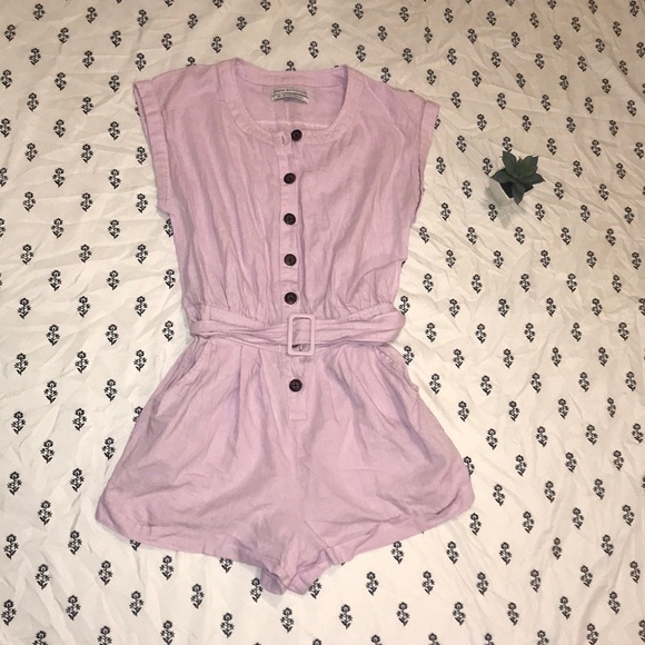 Urban Outfitters Julie Linen Button Down Romper - Picture 1 of 1